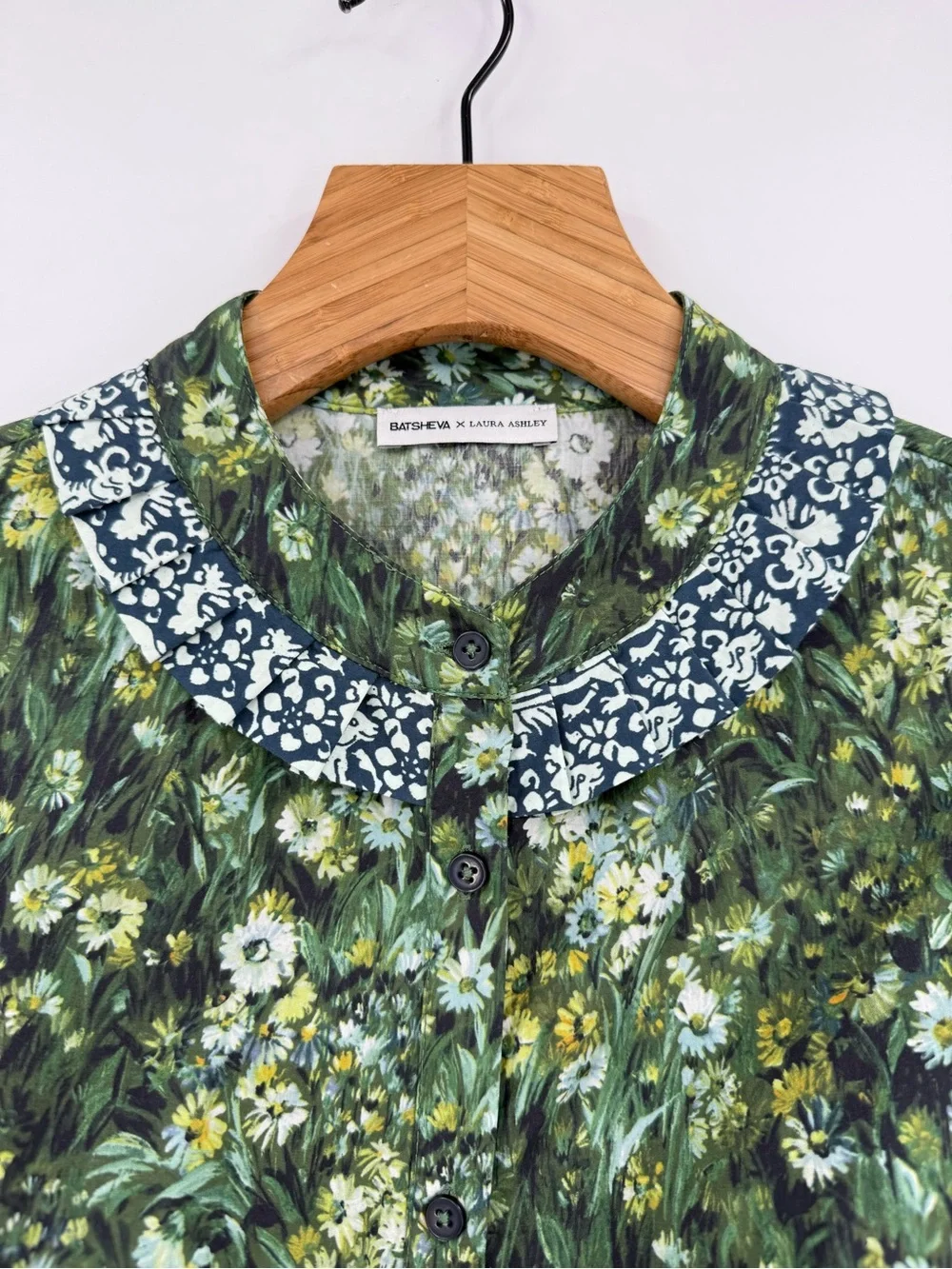 Batsheva x Laura Ashley Cambrie Blouse Button Up in Sherwood Forest Size 6 - Picture 4 of 12